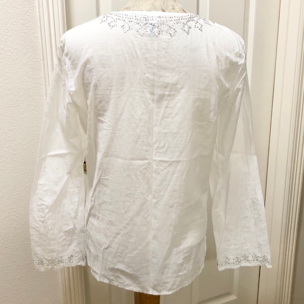 Old Navy Women’s L/S White Boho Beaded Tunic - M - Picture 5 of 14